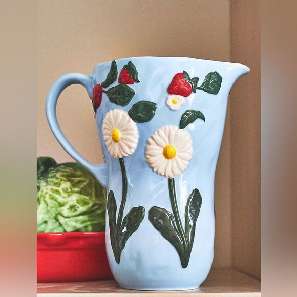 ❤️Floral Blue Ceramic Pitcher - Picture 10 of 11